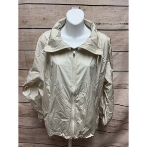 Athleta Womens Windbreaker Jacket Size Medium Cream Lightweight Full Zip